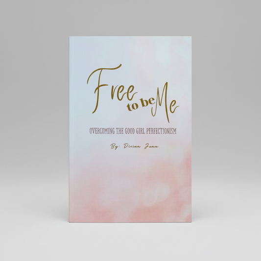Book titled 'Free to be Me' on a textured white surface